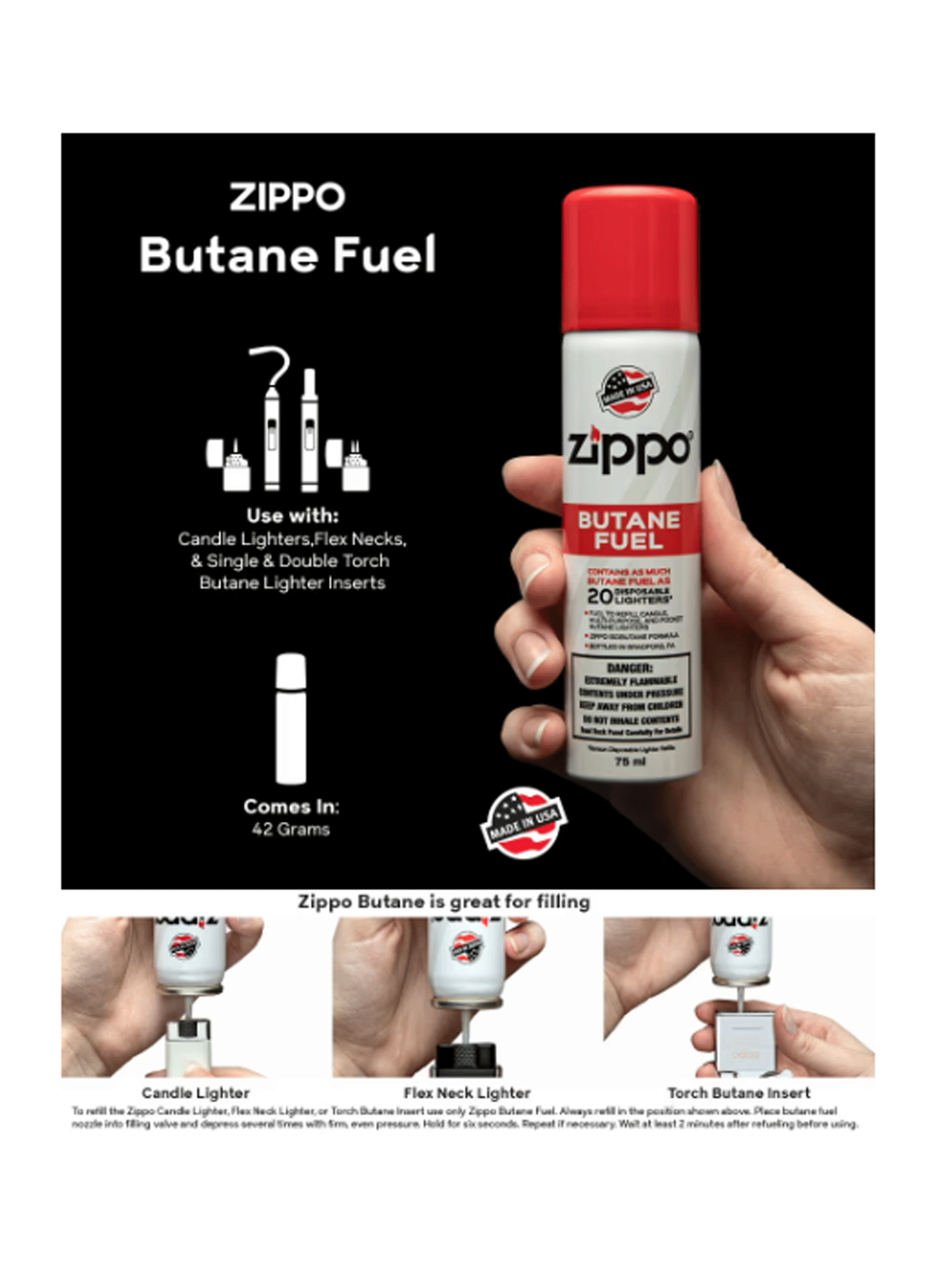 Zippo Butane 290ml - Laser Art MTL