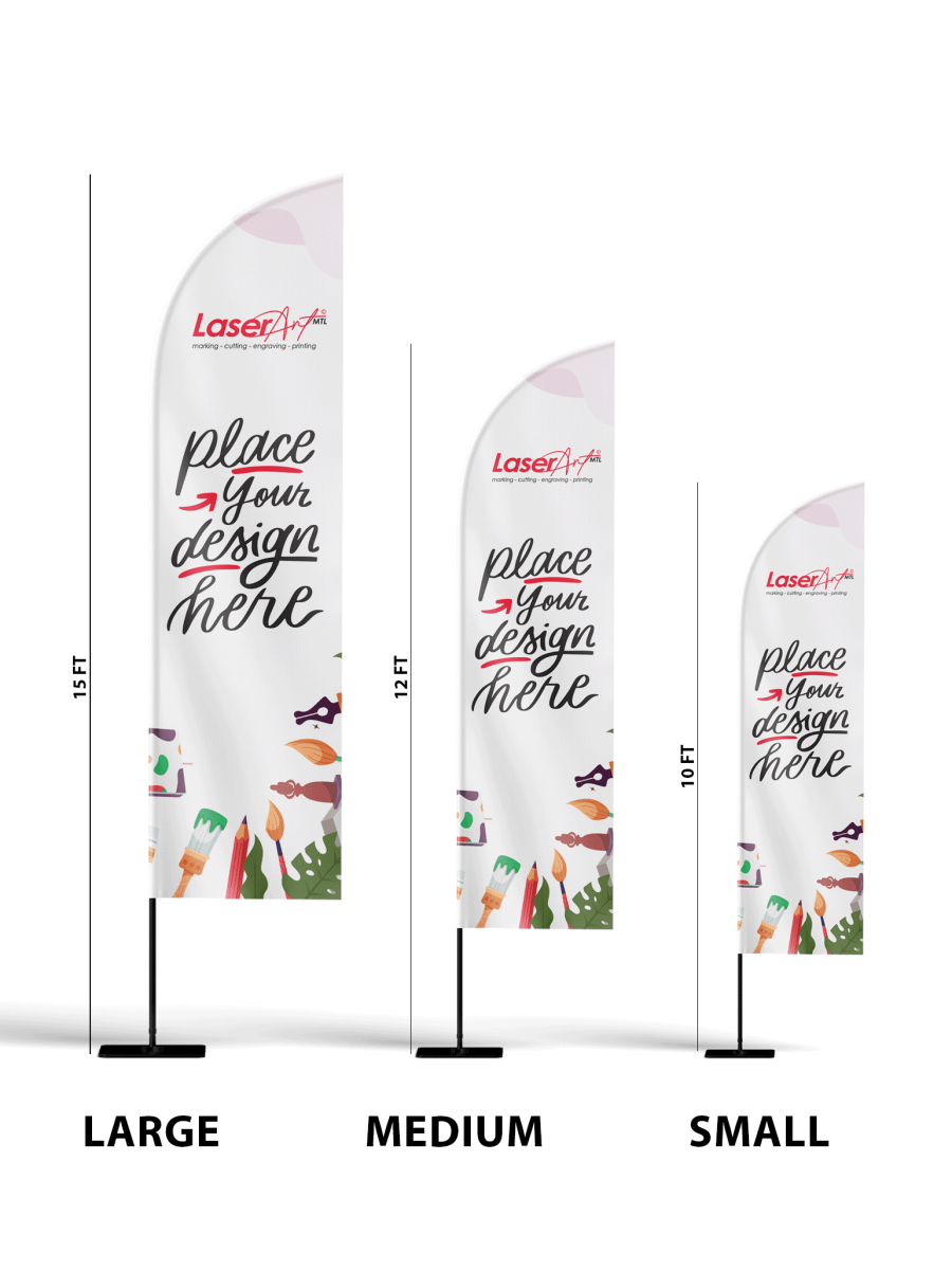 Custom Feather Flags - size - Laser Art MTL