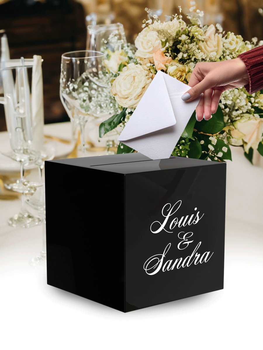Personalized Card Box | Acrylic | Money, Ballot Wedding Box - Laser Art MTL Main image