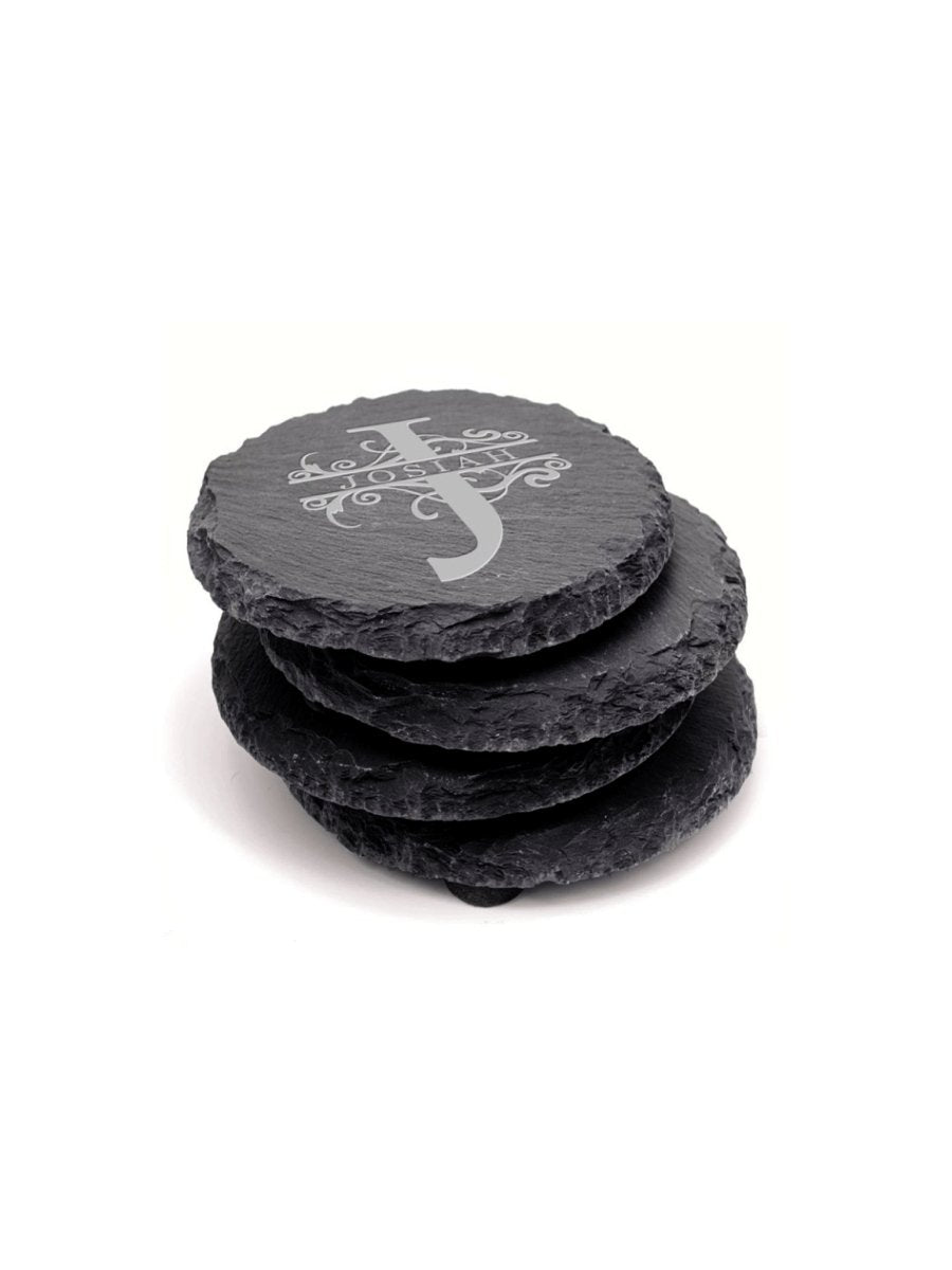 Set of 4 | Custom Round Slate Drink Coasters - Laser Art MTL Main image