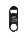 Set Of 4 | Stainless Steel Flat Bottle Opener with Keychain - Laser Art MTL